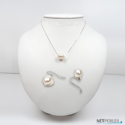 CPSLOVE Parure Gioielli In Argento 925 – Collana Pendente A Goccia Con Perla E Zirconi, Orecchini Coordinati, Regalo Per Donna In Confezione Originale