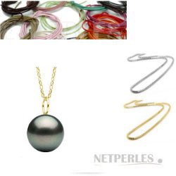 Ciondolo Perla Di Tahiti 8-9 Mm Oro Giallo/Bianco Con Catena - PEARLS & COLORS - Qualità A+, Gioiello Di Classe