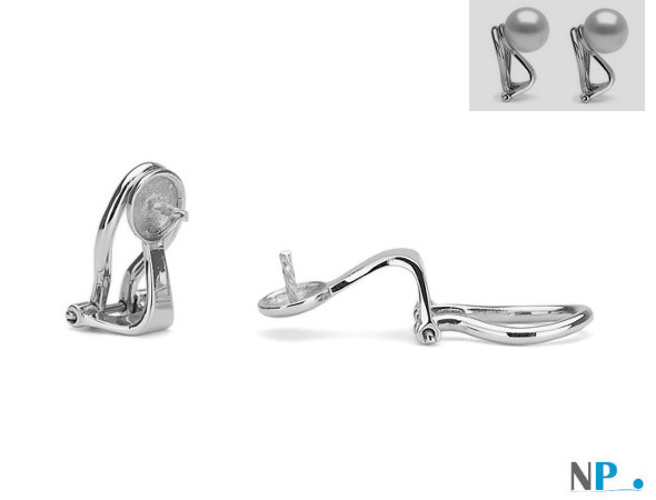 Clips oro bianco per orecchini di perle per lobi non forati (perle non incluse)