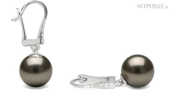 Orecchini In Oro Bianco Con Vere Perle D'acqua Dolce AAA+, Qualità SECURIT, PEARLS & COLORS