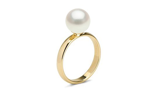 Anello Rosalie con perla bianca d'acqua dolce in oro giallo