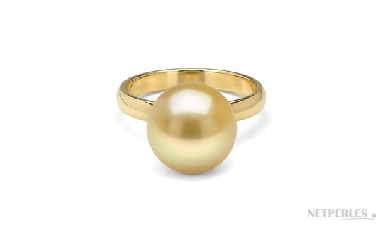 Anello Rosalie in oro 18k con perla dorata delle filippine 