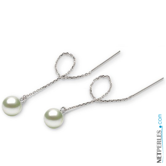 Orecchini Argento 925 con perle Akoya bianche da 7,5-8 mm