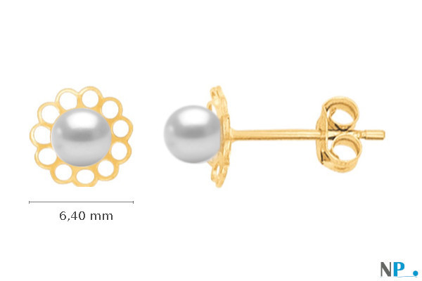 Piccoli Orecchini Oro 18k piccole perle acqua dolce3.5 mm bianche AAA