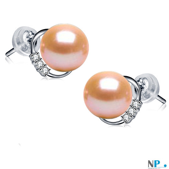 Orecchini in oro 18k con perle d'acqua dolce DOLCEHADAMA rosa pesca