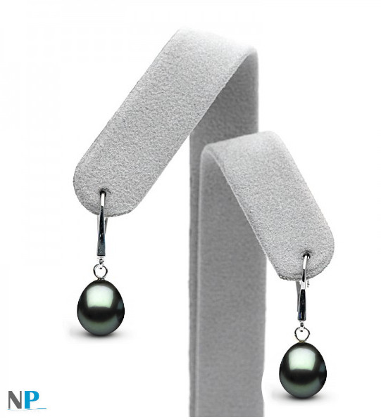 Orecchini in oro  bianco con perle Drop  di Tahiti