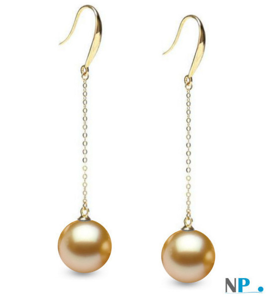 Orecchini in oro 18k con perle dorate delle Filippine