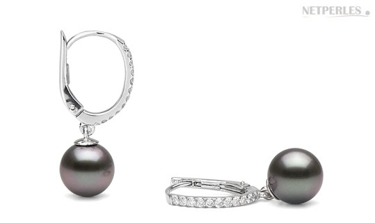 Orecchini Oro 14k con perle nere di Tahiti AAA e diamanti