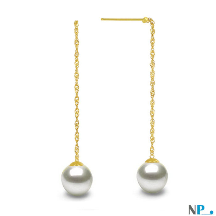 Orecchini in oro 18k con perle di coltura d'acqua dolce di qualità DOLCEHADAMA di circa 9-10 mm