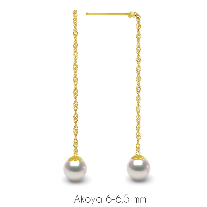 Orecchini in oro 18k con perle di coltura Akoya di qualità AAA da 6-6,5 mm