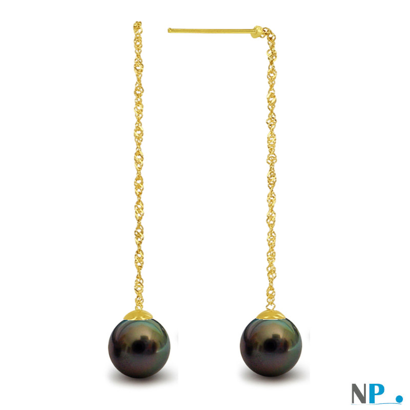Orecchini oro 18k con perle nere di Tahiti
