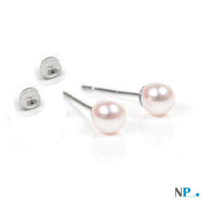 Boucles d'oreilles de perles d'Eau Douce 3-4 mm AAA