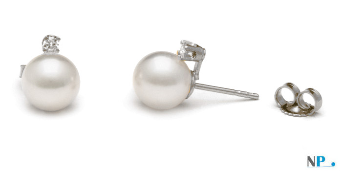 Orecchini di perle Akoya con diamanti