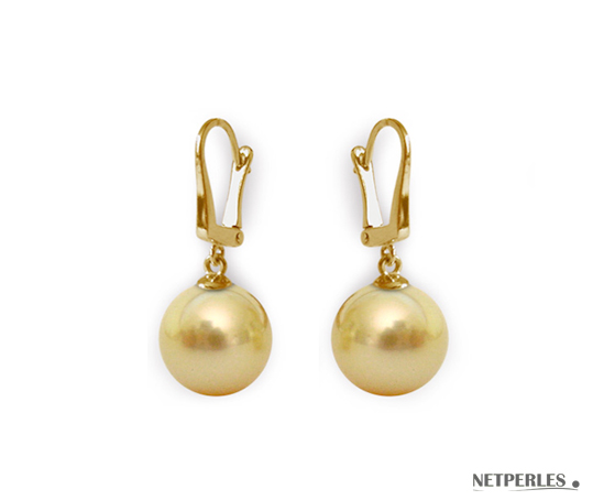 Orecchini oro 18k con perle delle Filippine dorate a partire da 10-11 mm AAA