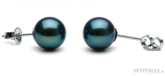 paire de boucles d'oreilles de perles d'eau douce noires qualité AAA