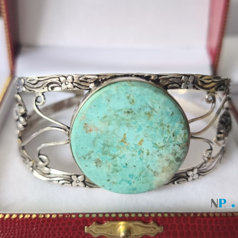 Braccialetto con pietra turchese del Perù su Argento 925