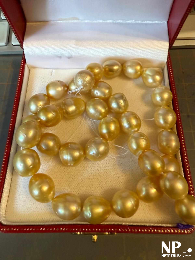 Filo di perle dorate barocche, colore naturale, delle Filippine