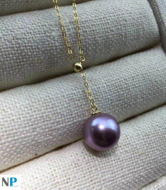 Collana Lariat catenina oro giallo 14k con Perla Edison d'Acqua Dolce 10-11 mm