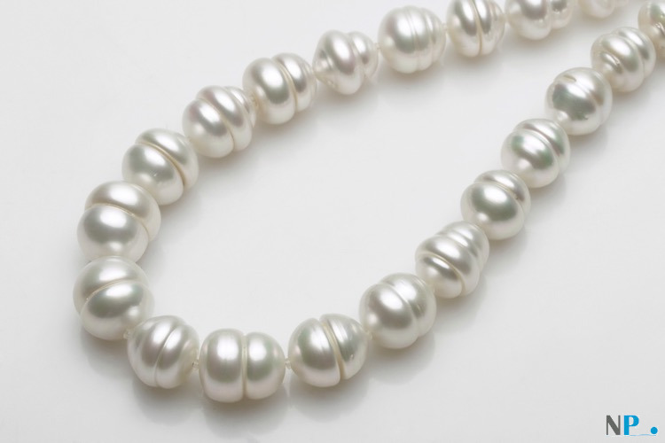 Collana di perle barocche Australiane bianche argento 