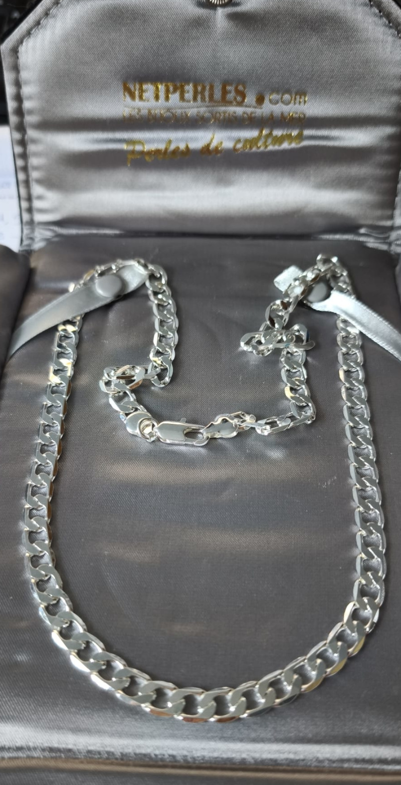 Catena 60 cm in Argento 925 rodiato, inossidabile