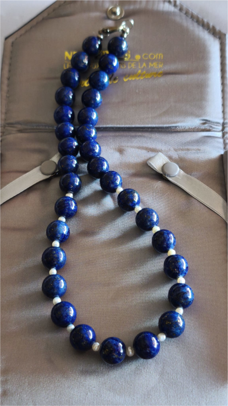 Collana antica di Lapislazzuli e perle di coltura Collana antica di Lapislazzuli e perle di coltura