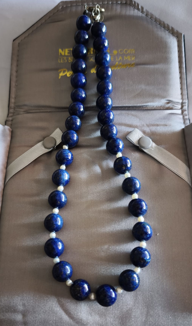 Collana antica di Lapislazzuli e perle di coltura Collana antica di Lapislazzuli e perle di coltura