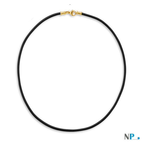 Cordone di cuoio nero cerato di 44 cm con fermaglio in oro 14k per pendenti