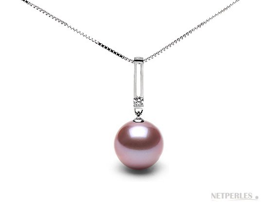 Pendente in Argento Sterling 925 rodiato con diamante e perla lavanda DOLCEHADAMA