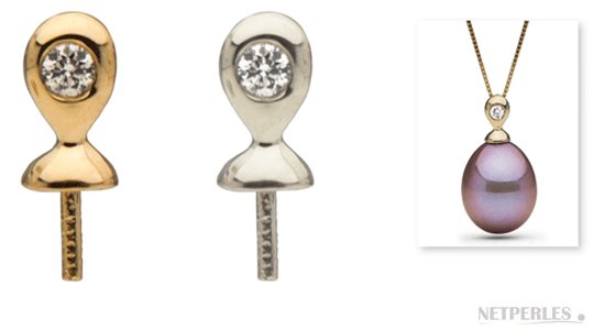 Appretto per pendente con perla (non inclusa) in oro 18k e diamante