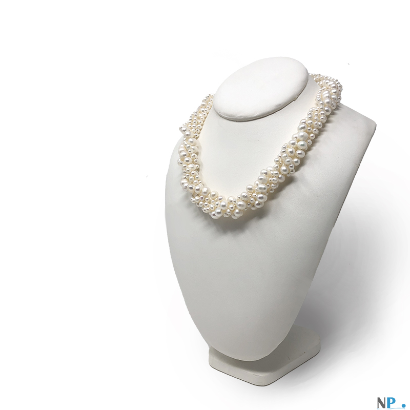 Collana Intreccio di 5 fili di perle d'acqua dolce