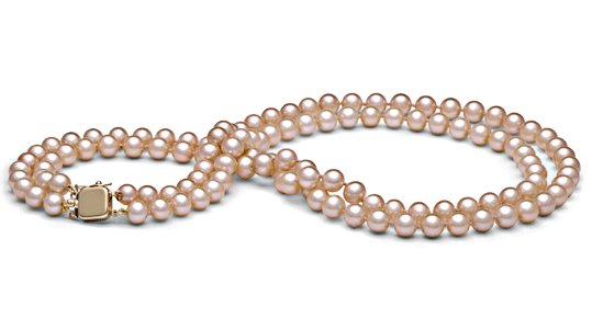 Collana Doppio Filo di Perle Acqua Dolce DOLCEHADAMA rosa pesca con fermaglio in oro 14k