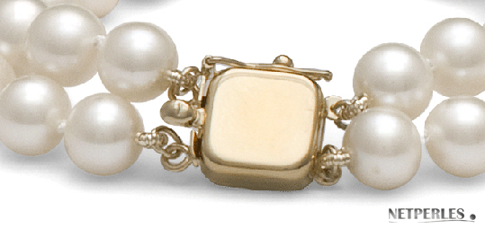 Fermaglio speciale per doppio filo di perle in oro 14 carati