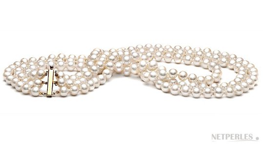 Dochais Collana Con Perle D'acqua Dolce Placcata Oro 14K A Strati - Gioiello Elegante Per Donna E Ragazza
