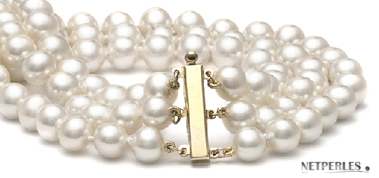 Fermaglio per collana di perle a triplo filo in oro 14 carati