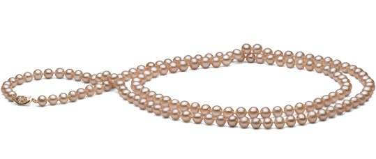 Collana sautoir 114 cm di perle d'acqua dolce rosa pesca