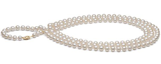 Collana sautoir 130 cm di perle d'acqua dolce bianche