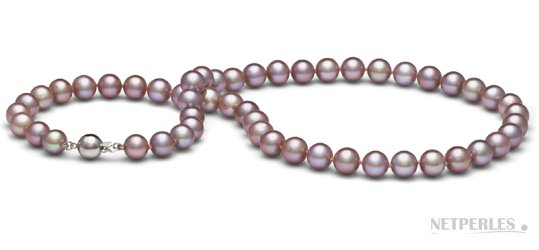 Collana di perle lavanda di acqua dolce Collana di perle d'acqua dolce