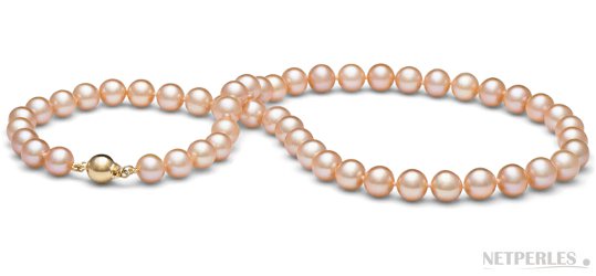 Collana 40 cm di perle d'acqua dolce, 9-10 mm, pesca