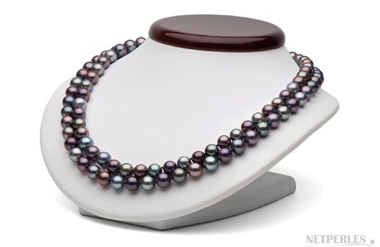Collana Doppio Filo di Perle Acqua Dolce nere