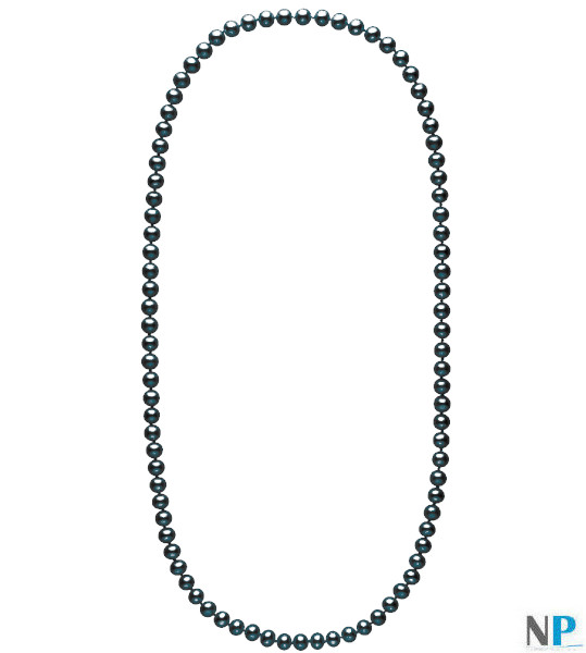 Collana sautoir 70 cm di perle d'acqua dolce nere