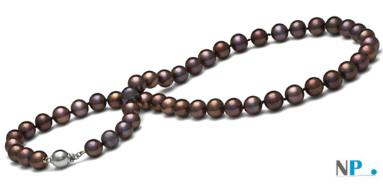 Collana di perle nere d'acqua dolce 45 cm