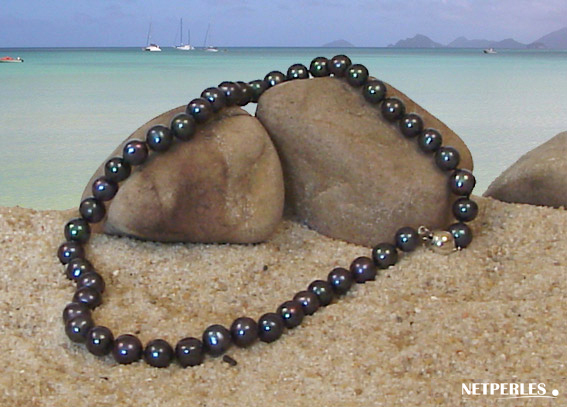 collana di perle nere d'acqua dolce 