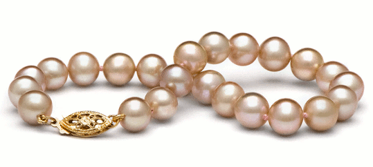 Braccialetto 18 cm di perle di coltura d'acqua dolce rosa pesca