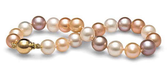 Braccialetto di perle di coltura d'acqua dolce multicolori Braccialetto 18 cm di perle di coltura d'acqua dolce multicolori da 9-10 mm