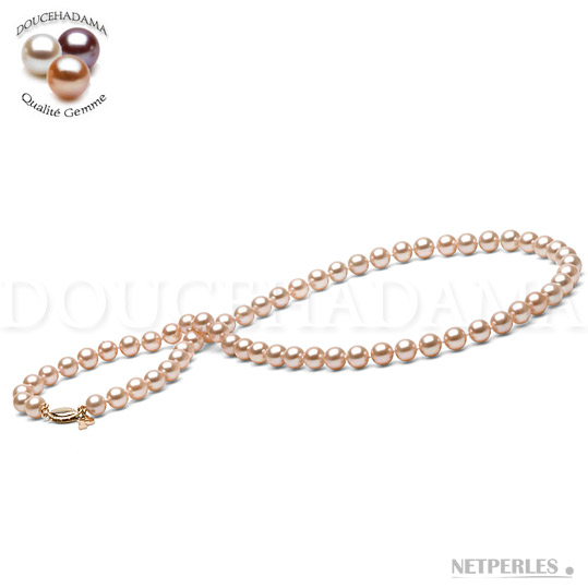 Collana   perle d'acqua dolce 7-8 mm rosa pesca DOLCEHADAMA