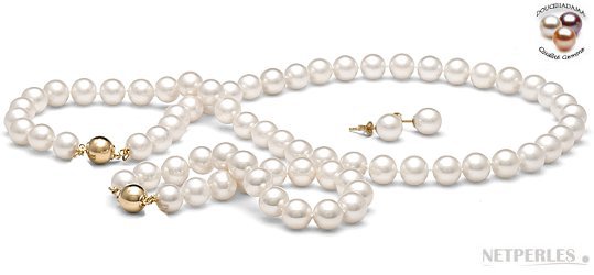 Parure 3 gioielli di perle d'acqua dolce Dolcehadama, bianche