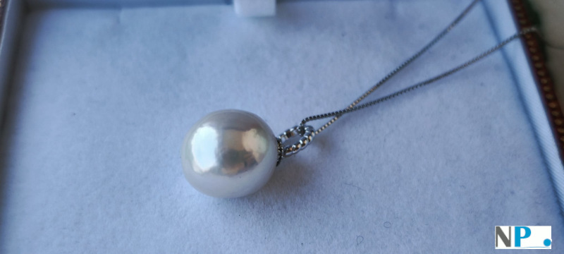 pendente in argento 925 con perla EDISON d'acqua dolce bianca argentata pendente in argento 925 con perla EDISON d'acqua dolce bianca argentata