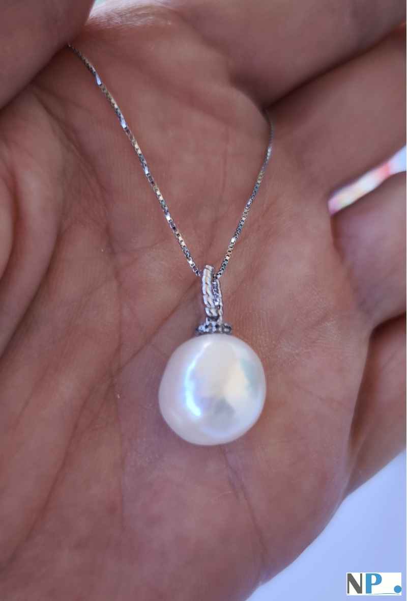 pendente in argento 925 con perla EDISON d'acqua dolce bianca argentata pendente in argento 925 con perla EDISON d'acqua dolce bianca argentata