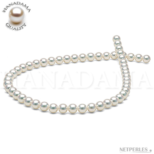 Collana di perle Akoya Hanadama naturalmente Bianche