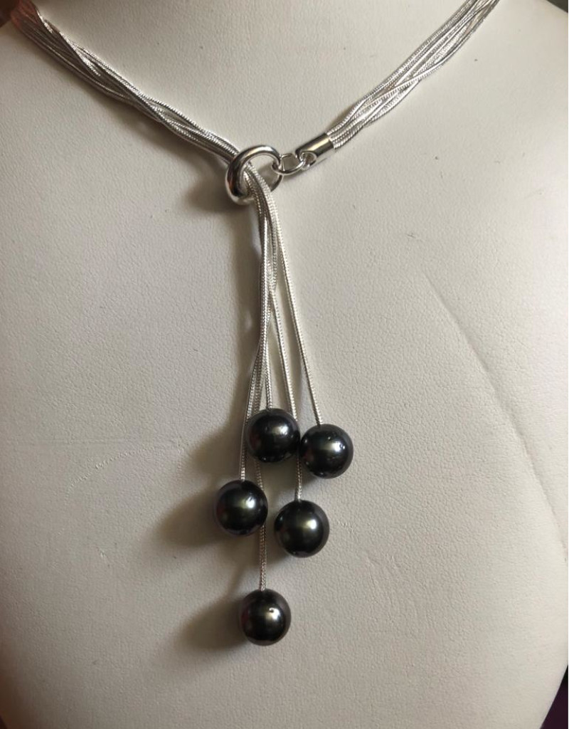 Collana pendente in Argento 925 con perle di Tahiti